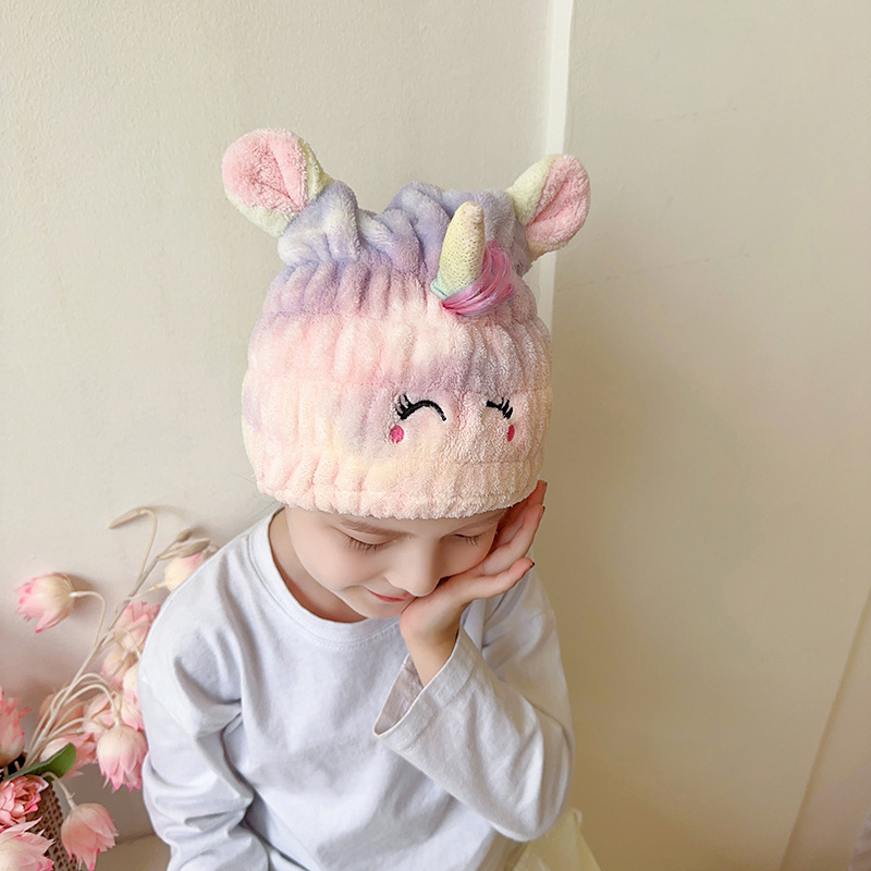Coral Fleece Unicorn Hair Drying Cap, Soft and Absorbent Hair Towel, Cartoon Shower Cap for Adults and Children Coral Fleece Unicorn Hair Drying Cap, Soft and Absorbent Hair Towel, Cartoon Shower Cap for Adults and Children