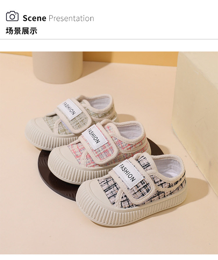 Ребенок холст обувь 2025 весна новая девушка ребенок детский сад комнатный обувь девушка ребенок обувь скольжение на липучках 