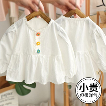 Girls spring and autumn long-sleeved shirts baby childrens fashionable sweatshirts Korean style doll collar autumn clothes girls bottoming shirts babies