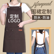 Apron custom logo printing catering special waterproof oil hotel kitchen coffee milk tea shop apron work clothes for women