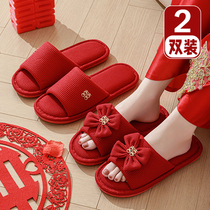 Wedding slippers festive red pair of women dowry wedding room supplies large newlywed couple wedding Hanfu shoes men