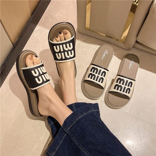 凉拖鞋女夏季外穿2025新款ins潮韩版时尚一字拖居家防滑软底凉拖