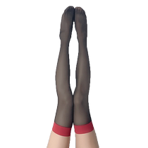 Red-edged black stockings transparent stockings half-cut knee-high stockings womens pure lust thigh stockings thin anti-snapping stockings wide-brimmed stockings