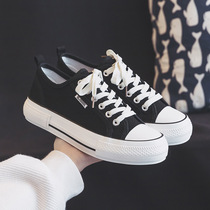 Canvas shoes for women 2024 summer new thick-soled retro Hong Kong style ins white shoes versatile casual student sneakers