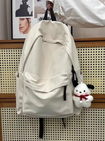 Japanese schoolbag girl vintage solid color backpack campus student ins backpack men's simple large capacity
