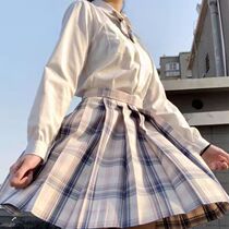 Genuine jk uniform skirt suit full set Japanese autumn and winter college style school uniform summer female student pleated plaid skirt original