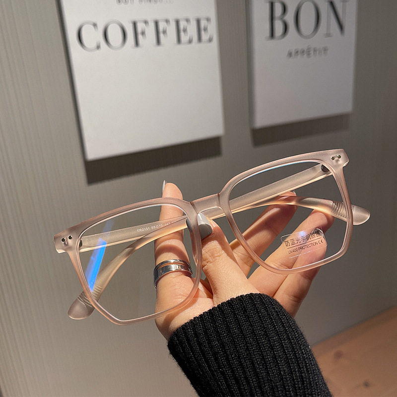 Trendy Large-Frame Non-Prescription Blue Light Blocking Glasses for Men and Women with Big Faces, Popular on Social Media, Can Be Fitted with Prescription Lenses