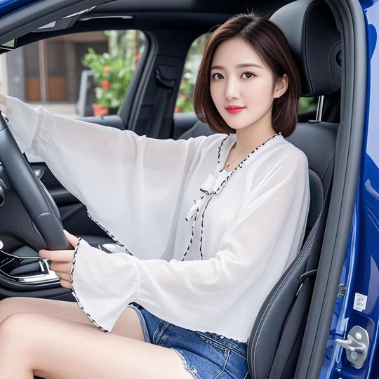 Sun Protection Shawl for Women, New Summer Style, Ice Silk with Sleeves, Thin and Stylish Short Cape for Driving Electric Bikes