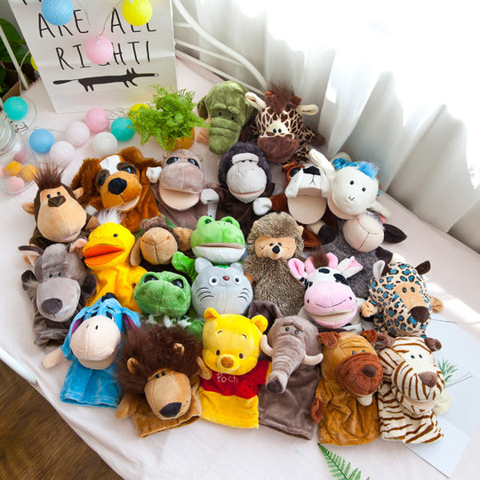 Juguetes de marionetas de mano para niños, interacción entre padres e hijos, guantes de peluche para animales pequeños, muñecos, muñecos reconfortantes, narración de cuentos