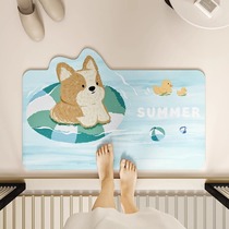 Soft cushioned household bathroom non-slip floor mats cartoon dog shape diatom mud bathroom door entry floor mat absorbs water