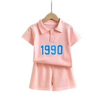 Childrens polo shirt set short-sleeved shorts simple summer two-piece set Korean version handsome and fashionable for boys and girls