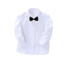Boys dress chorus performance white shirt primary school students middle-aged and older children host boys long-sleeved shirt