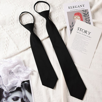 Jk Black Tie for Women, Student Bow Tie, Preppy Style Shirt, Zipper Type for Men, No-Tie Needed, Women's Decorative High-End Feel