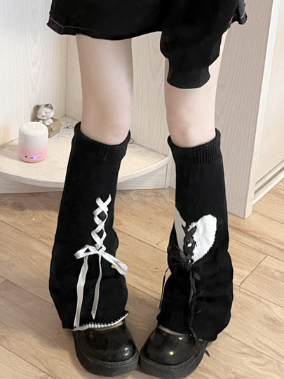 洛丽塔春秋原宿辣妹袜套袜子亚文化y2k粉色绑带蝴蝶jk堆堆袜腿套