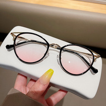 Black frame blush makeup artifact glasses for women summer high-end sense ins gradient anti-UV tide decorative glasses frame