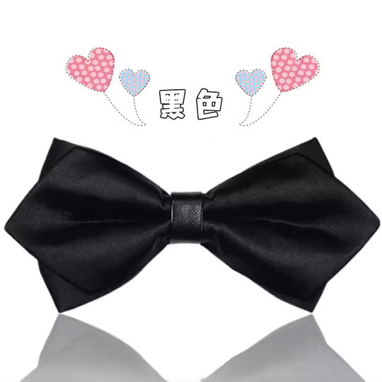 Double-Layered British-Style Children's Bow Tie for Elementary School Students, Performance Bow Tie, Red and Black, Boys' Shirt, Suit Collar Flower
