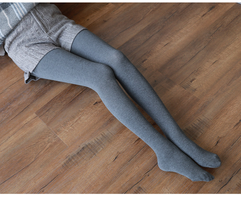 колготки / чулки дна 打底裤女春秋冬季可外穿加绒厚保暖秋裤灰色螺纹高腰不掉档连裤袜 Jifanpaul