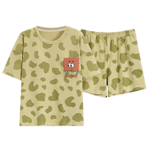Summer 2024 padded round neck pullover short-sleeved womens pajamas shorts imitation cotton casual two-piece home wear set