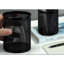 Metal pen holder thickened and hardened grid round square simple large capacity marker pen storage box student desktop storage box