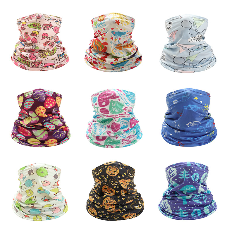 Spring and Autumn Thin Ice Silk Children's Bib Baby Scarf Boys' Neck Cover Riding Sunscreen Baby Magic Head Scarf