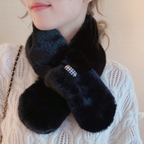 Scarf Winter 2024 New Furry Collar Scarf Womens Neck Protector Versatile Cute Girl Imitation Rex Rabbit Plush High-Quality Sense