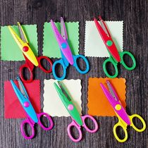 12 6-color childrens students handmade DIY lace scissors for home photo albums photo zigzag pattern scissors