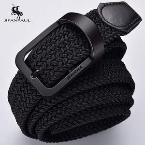 Canvas Men's Belt with Pin Buckle, New Casual Belt, Trendy Student Versatile Elastic Woven Belt for Women, No-Punch Buckle