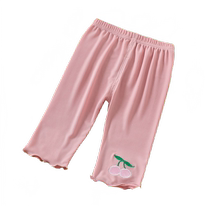 Girls leggings summer thin childrens cropped pants baby girls stylish fresh ice silk girls outer pants