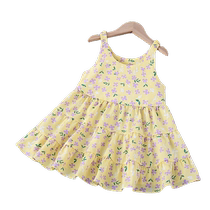 Girls Cotton Silk Dress Childrens Floral Skirt Artificial Cotton Summer Skirt Summer Dress 2024 New Breathable Beach Skirt