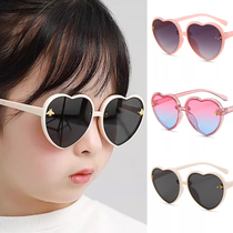 Childrens sunglasses girls cute super cute love frame baby sunglasses little girl anti-UV sunshade glasses trendy