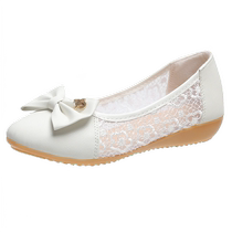 Round toe flat shoes 2024 spring and summer new versatile non-slip pregnant womens shoes comfortable womens soft bottom bow beanie shoes