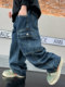 Boys' Wide-Leg Jeans 2026 New Spring and Autumn Straight-Leg Cargo Pants for Older Children, Cool and Stylish Loose Pants for Autumn