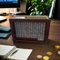 Wooden Retro Piggy Bank Palace Castle Piggy Bank Money Box with Counter