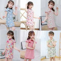 Girls Dress Summer Dress 2022 New Childrens Style Floral Skirt Baby Cheongsam Fashionable Vest Princess Dress