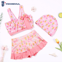 Girls swimsuit summer baby split childrens swimsuit medium and large childrens suspender floral swimsuit little girl swimming trunks summer