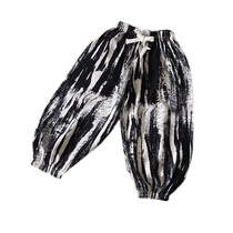 Childrens national style anti-mosquito pants boys pants summer thin ice silk trousers for baby girls boys Chinese style bloomers