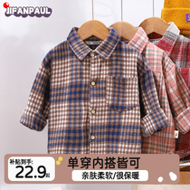 Baby shirt autumn new baby plaid shirt infant and toddler spring and autumn boys Korean style long-sleeved autumn clothing trendy