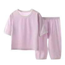 Modal childrens pajamas three-quarter sleeve boys seamless solid color girls summer thin medium and large childrens air-conditioned clothing set