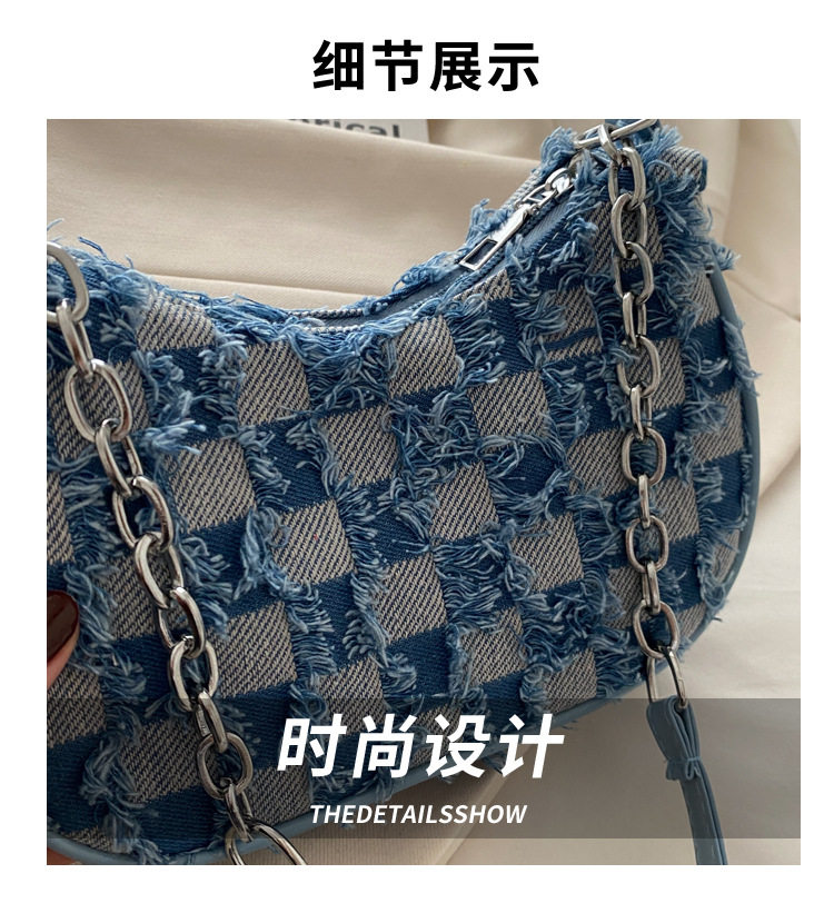 Сумка на одно плечо, сумка подмышку, сумка через плечо, джинсовая универсальная цепь, небольшая небольшая сумка Jifanpaul/Ji Fan Paul 