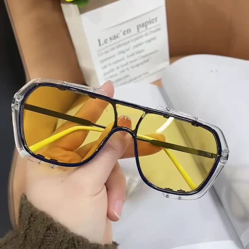 Желтые трендовые солнцезащитные очки, брендовый оранжевый объектив, изысканный стиль, защита от ультрафиолета, популярно в интернете