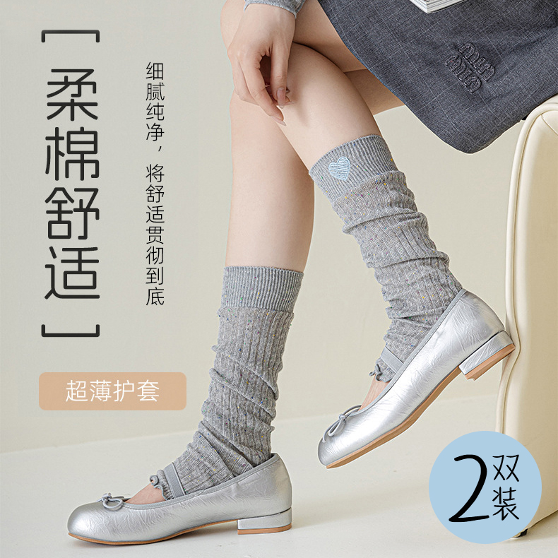 重ね履きソックス 薄型ミドルチューブ バレエスタイル ラブカーフソックス レディース JK ロリータ ステップ レッグカバー 夏 Y2K