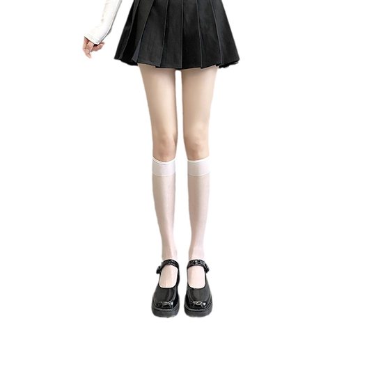 小腿袜女薄款jK黑丝袜夏jk日系白丝中筒袜压力显瘦防勾丝学生袜子