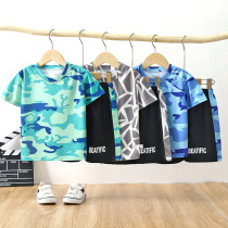 Childrens quick-drying clothing set summer childrens short-sleeved shorts sports outdoor 2024 new two-piece set for boys and girls