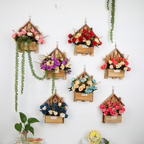 Mediterranean small house wall-mounted flower decoration wall pendant home bedroom living room accessories simulation flower wall creativity