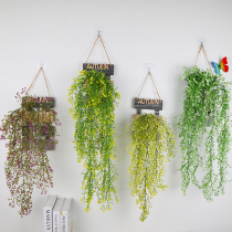 Creative solid wood wall hanging flowerpot flower basket non-perforated wallpaper wall decoration simulation Flower home living room entrance wall decoration