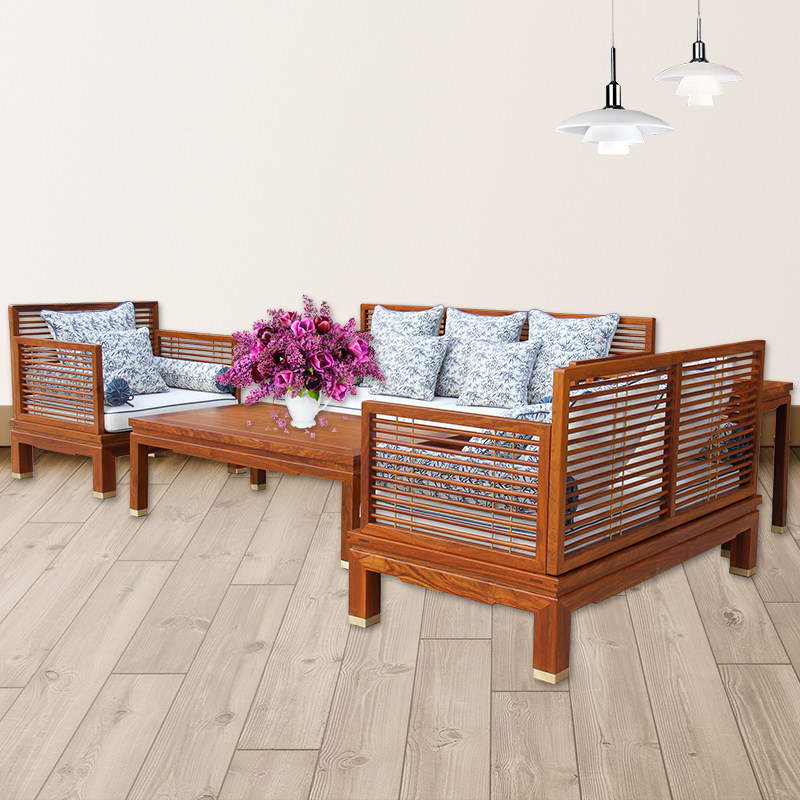 Minimalist Hedgehog Purple Sandalwood Pears Furniture Red Wood Strips Log Grille Sofa New Chinese Flowers Pear Wood Tea Table