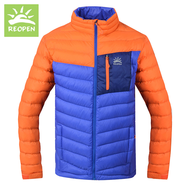 Clearance Sunstone Outdoor Children's Down Jacket Men's Big Children's Light Vertical Collar Light Short Colorblock Winter Wear Jacket