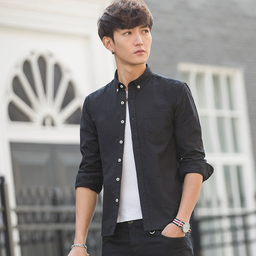 南极人 Хлопковая цветная рубашка, облегающий крой