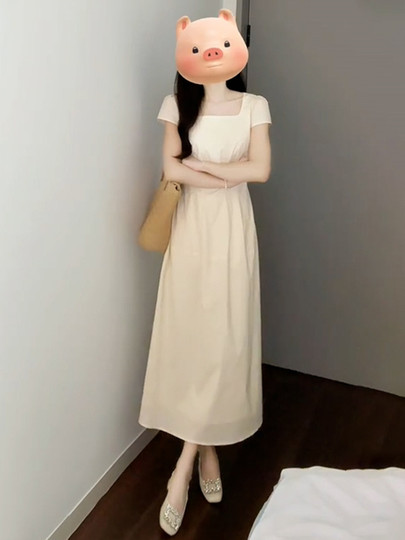 Beach Vacation French-Style Square-Neck Dress for Women, Summer 2026 New Design, Stylish and Beautiful Long Dress