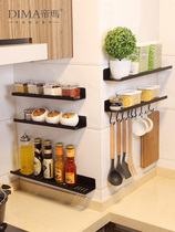 Kitchen seasoning holder wall-mounted non-perforated oil salt sauce vinegar condiment storage artifact small narrow shelf